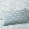 Lumbar Pillow, 12x20 Cotton Blue Embroidered