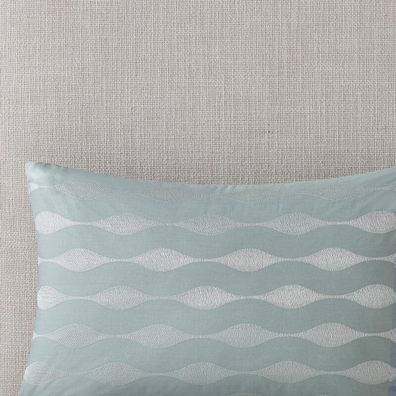 Lumbar Pillow, 12x20 Cotton Blue Embroidered - Image 6