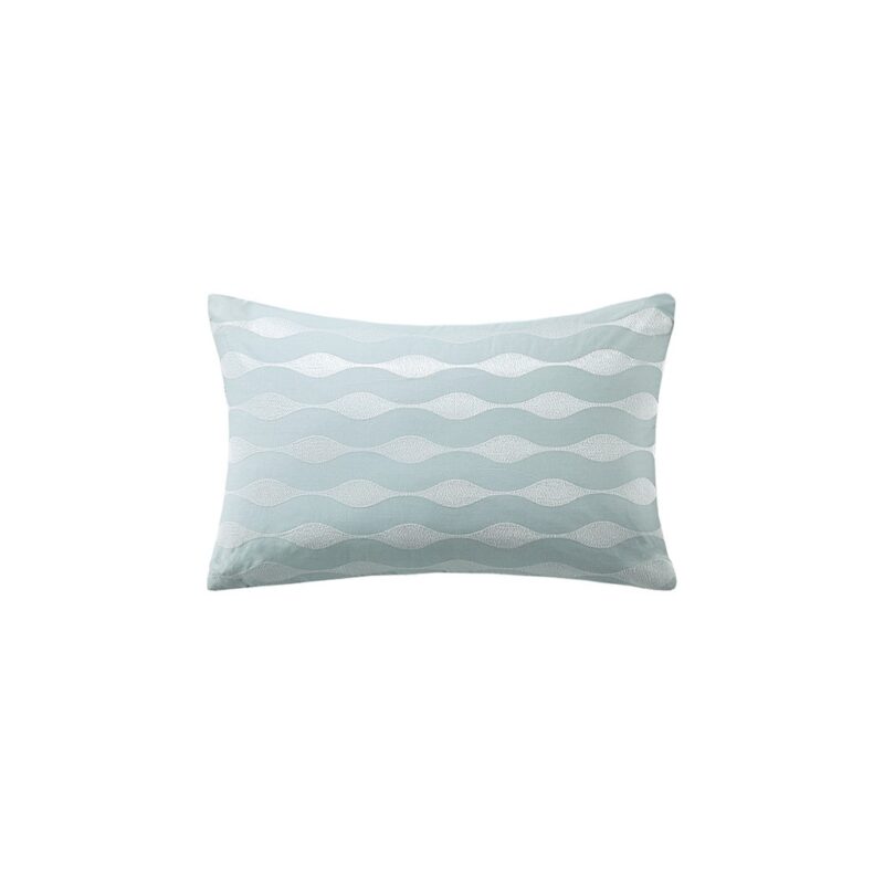 Lumbar Pillow, 12x20 Cotton Blue Embroidered - Image 5
