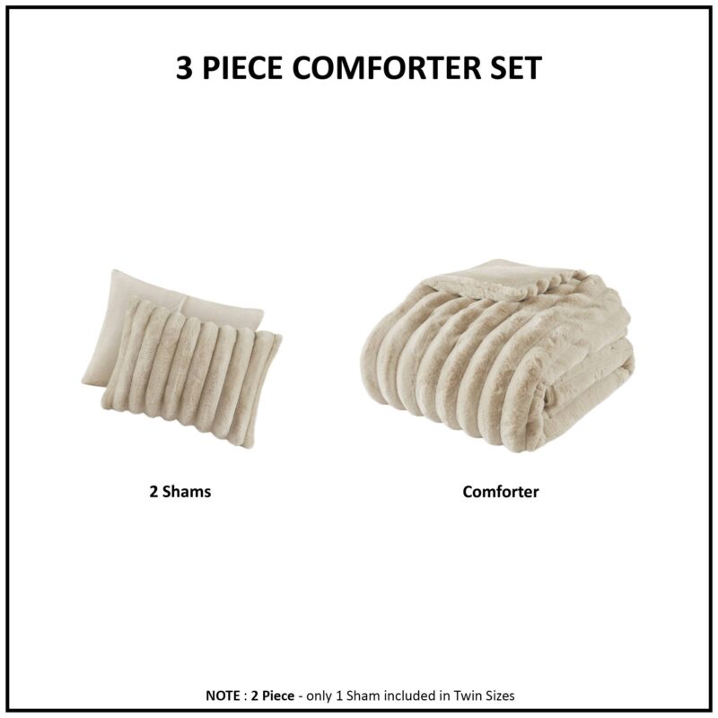 Soft Faux Fur Comforter, 3-Piece Full Queen - Image 8