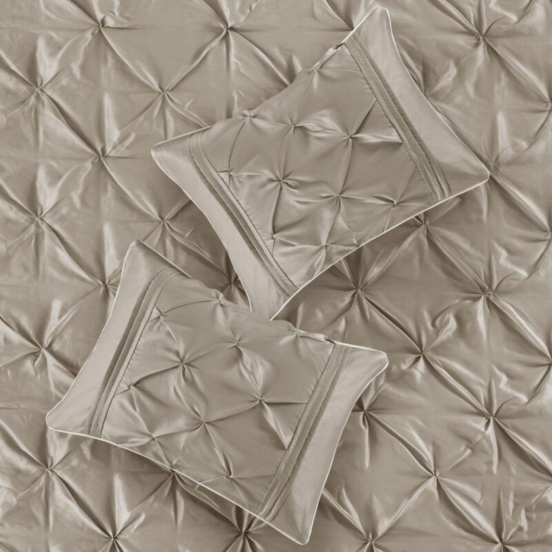 7 Piece Tufted Comforter Set, Cal King Taupe - Image 9