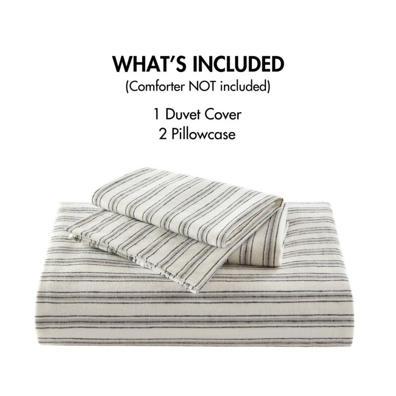 Linen Blend Duvet Cover Set, Cal King Striped - Image 14