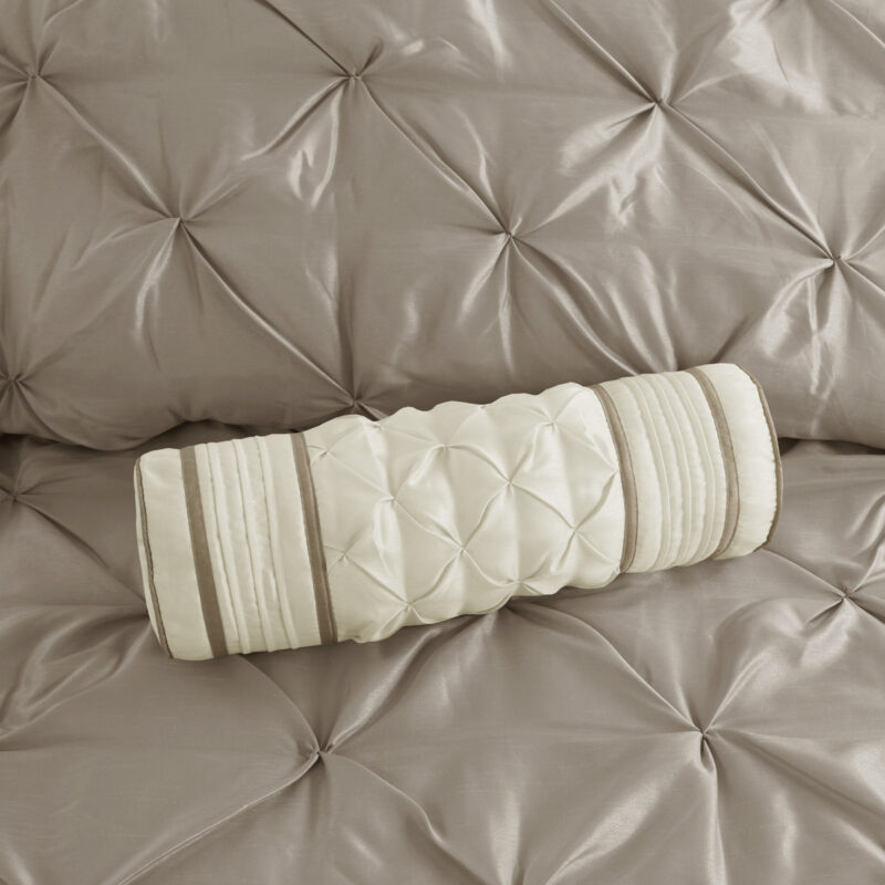 7 Piece Tufted Comforter Set, Cal King Taupe - Image 8