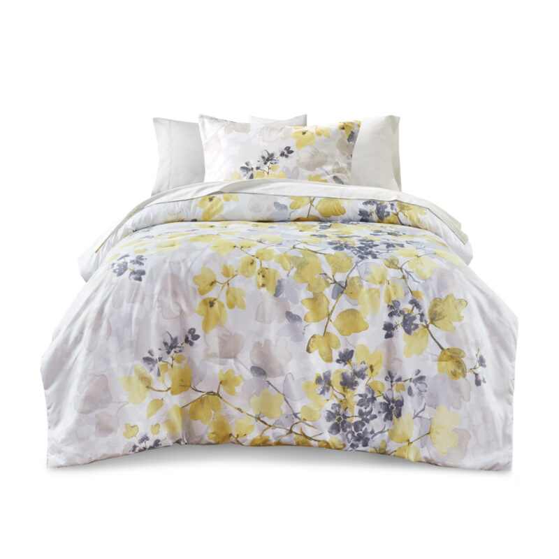 Comforter Set with Sheets, Queen Floral Yellow - Image 4