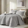 3-Piece Linen Quilt Set, King/Cal King Gray - Image 2