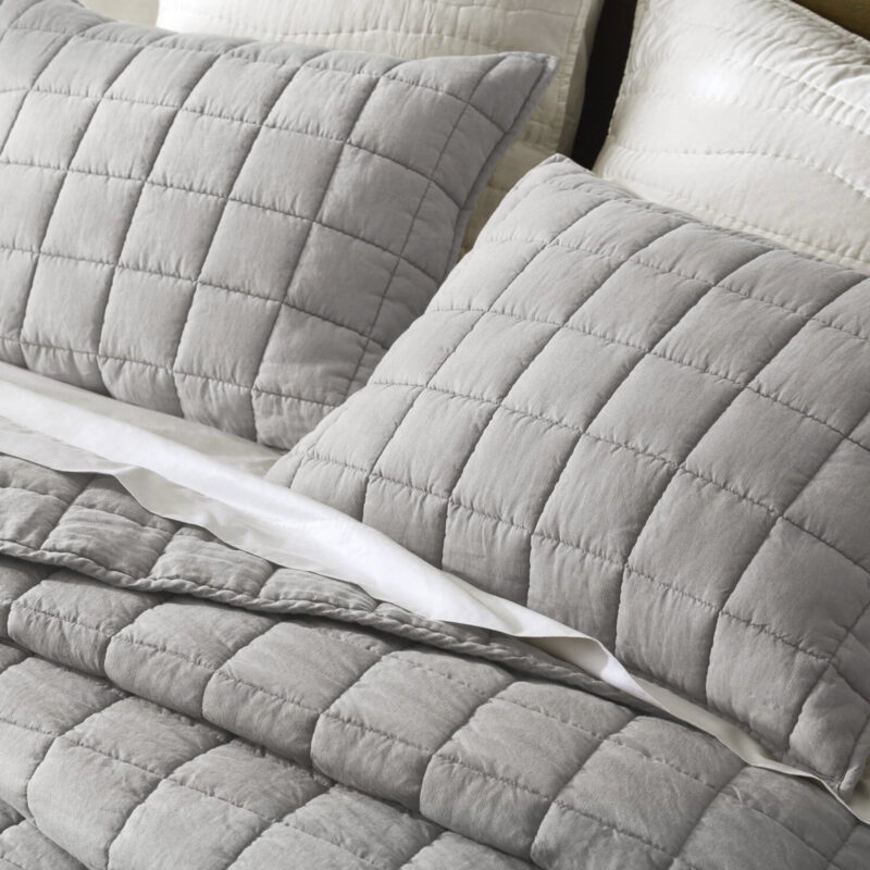 3-Piece Linen Quilt Set, King/Cal King Gray - Image 5
