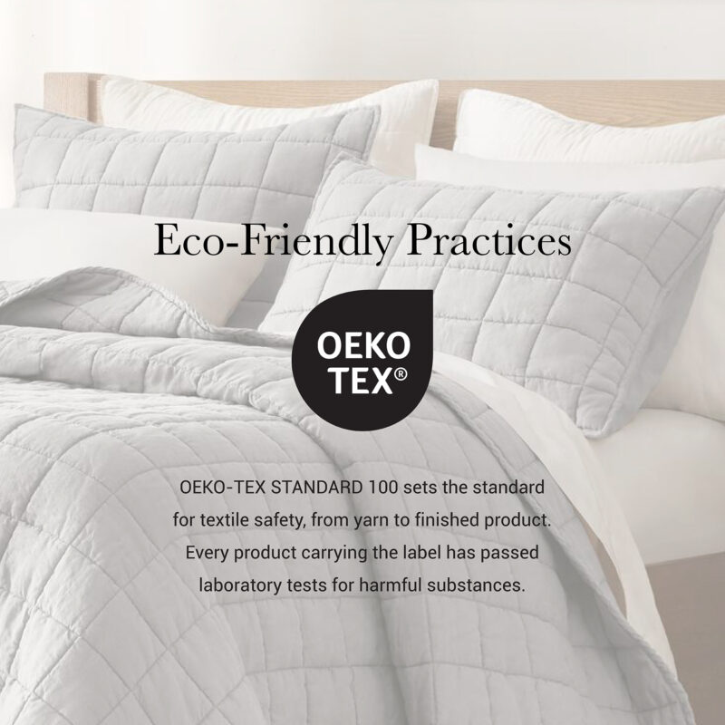 3-Piece Linen Quilt Set, King/Cal King Gray - Image 6