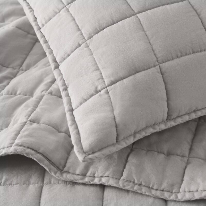 3-Piece Linen Quilt Set, King/Cal King Gray - Image 9