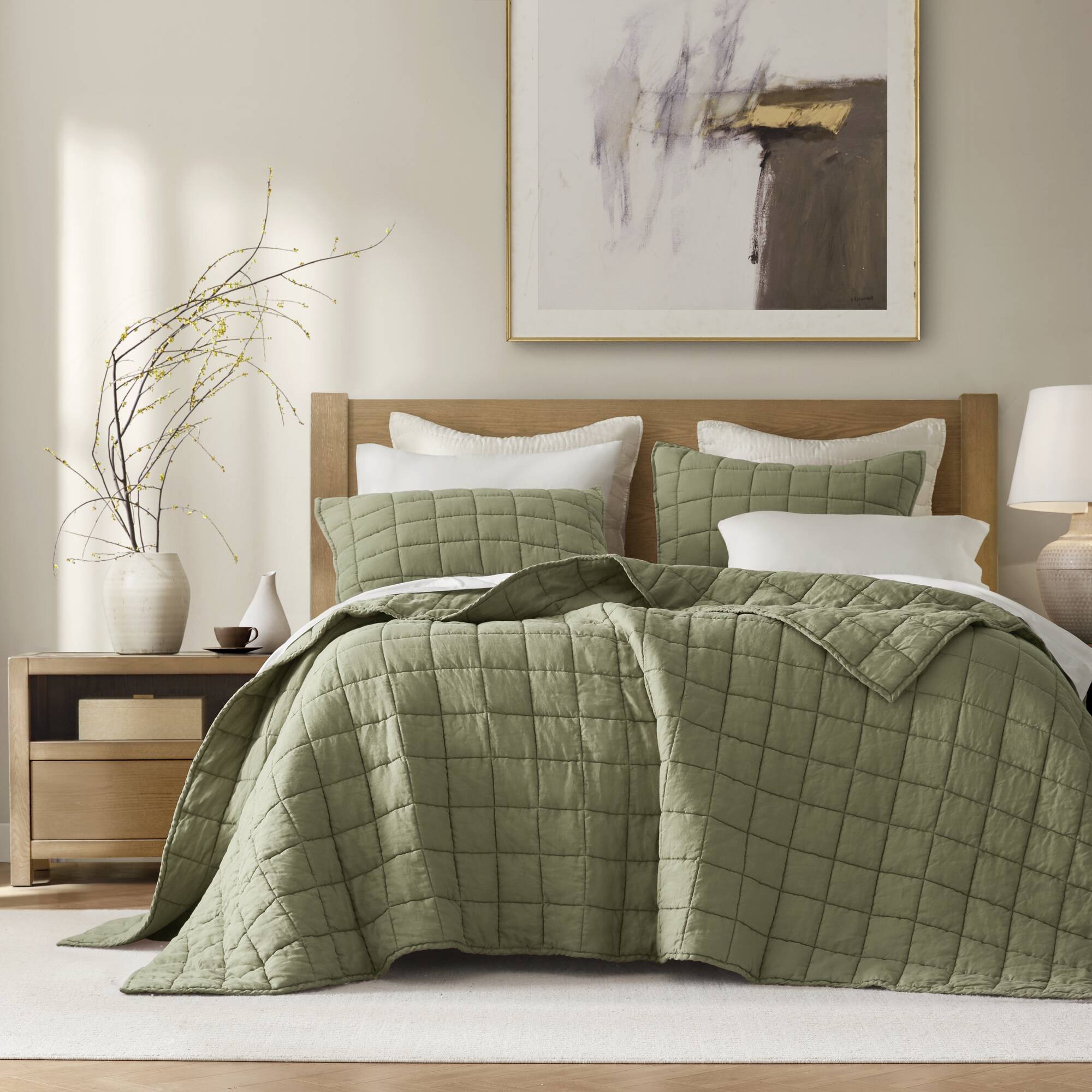 HHD14-1923-7-V1 French Linen Quilt Set, 3-Piece Full Queen - Image 1