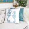 Seahorse Throw Pillow, 20x20 Velvet Blue