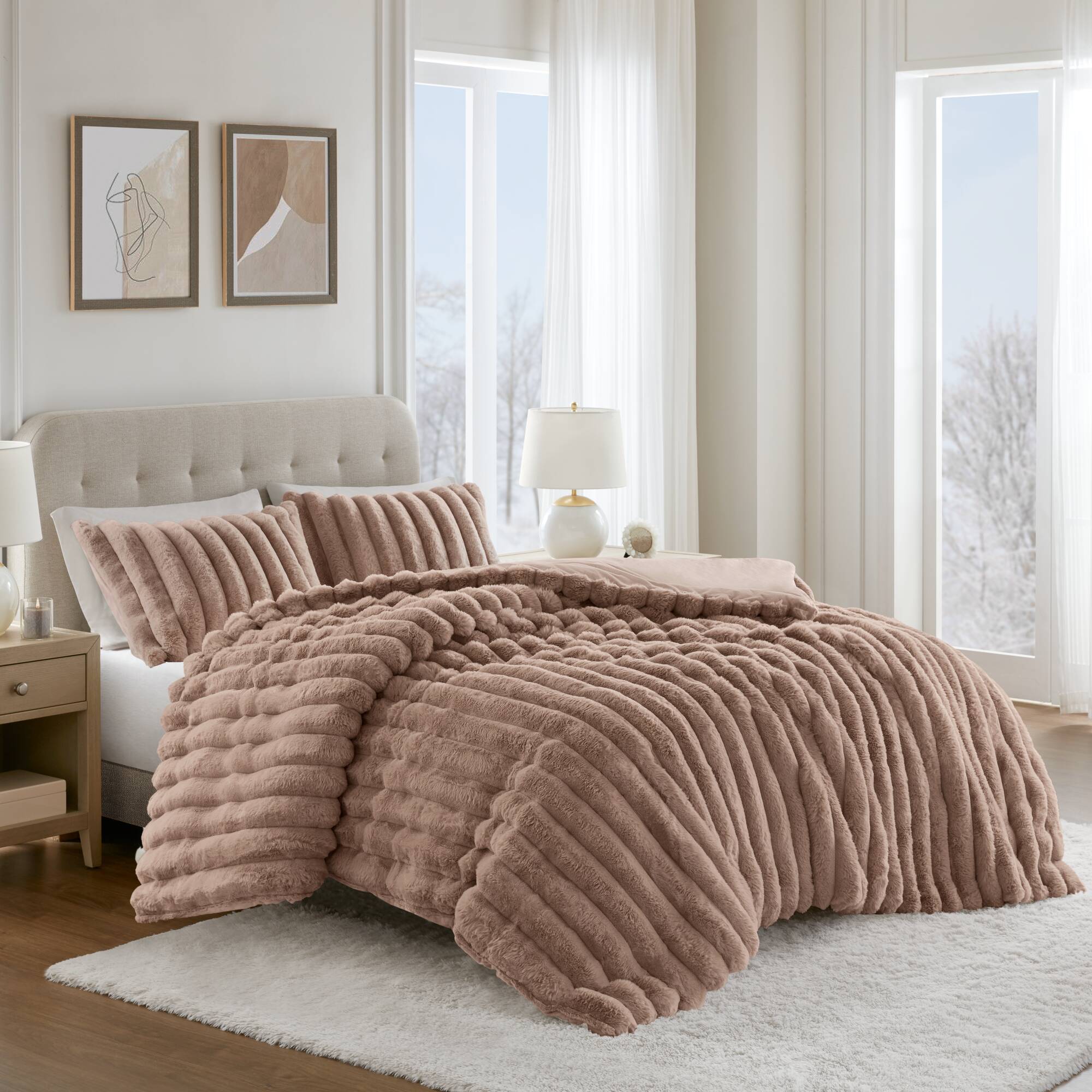 MP_JasmineDahlia_Blanket_CS_Mocha (2) Fur Comforter Set, 3-Piece Full Queen Mocha - Image 1