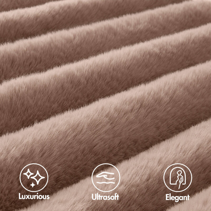 Fur Comforter Set, 3-Piece Full Queen Mocha - Image 7