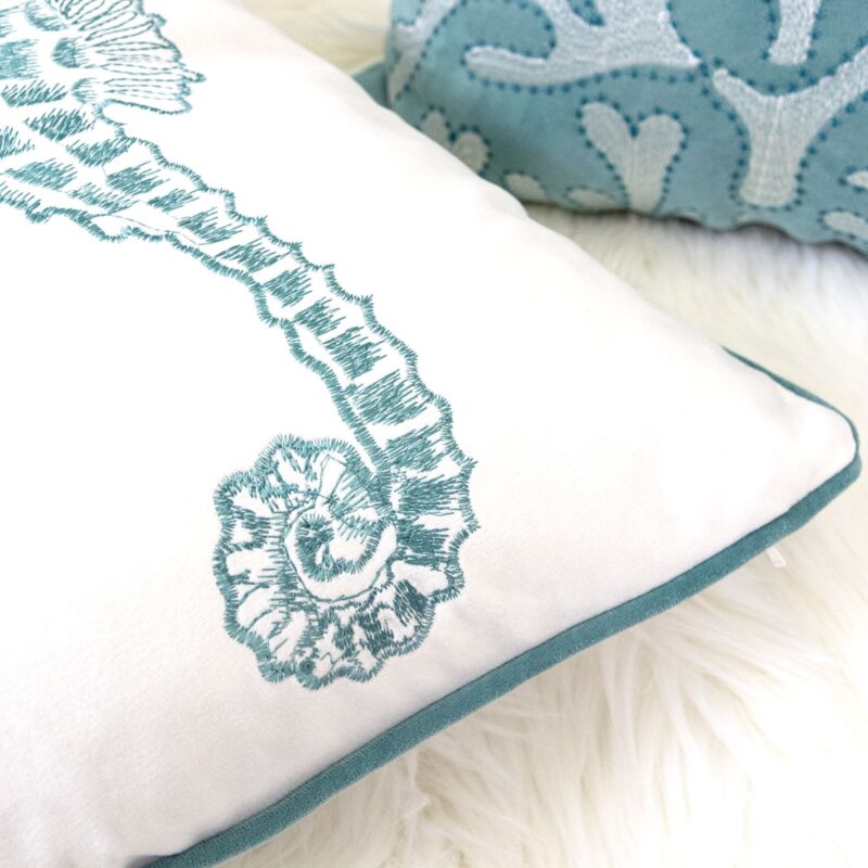 Seahorse Throw Pillow, 20x20 Velvet Blue - Image 8