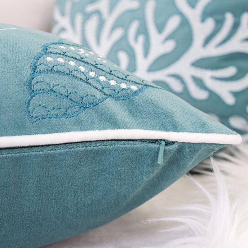 Seashell Throw Pillow, 20x20 Velvet Blue - Image 5