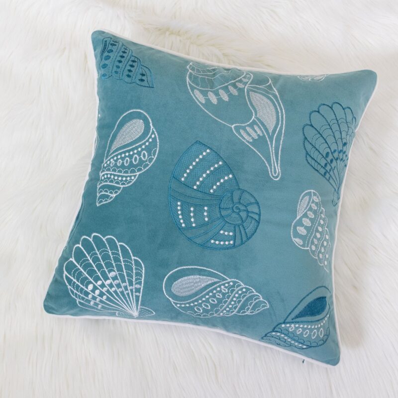 Seashell Throw Pillow, 20x20 Velvet Blue - Image 4