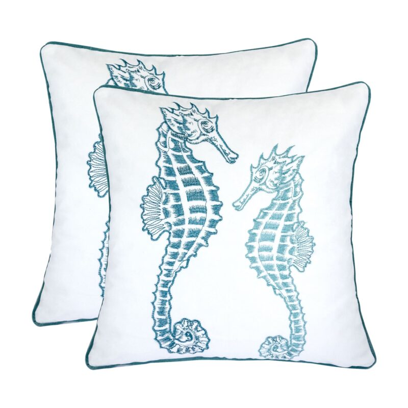 Seahorse Throw Pillow, 20x20 Velvet Blue - Image 4