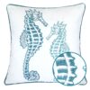 Seahorse Throw Pillow, 20x20 Velvet Blue - Image 3