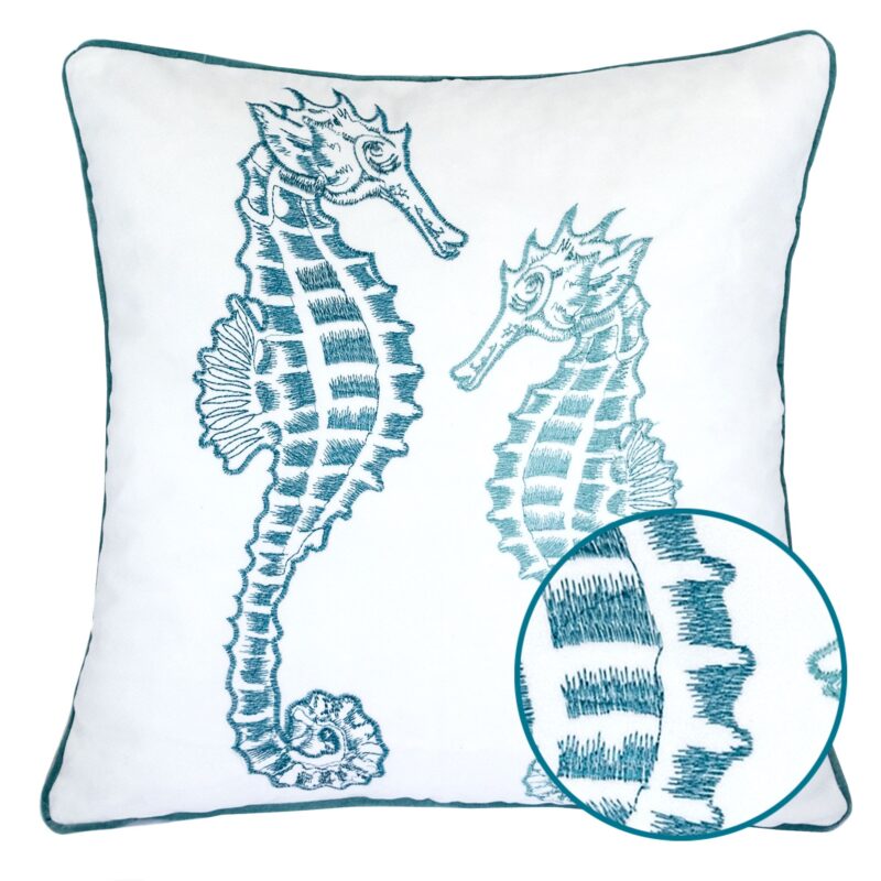 Seahorse Throw Pillow, 20x20 Velvet Blue - Image 3