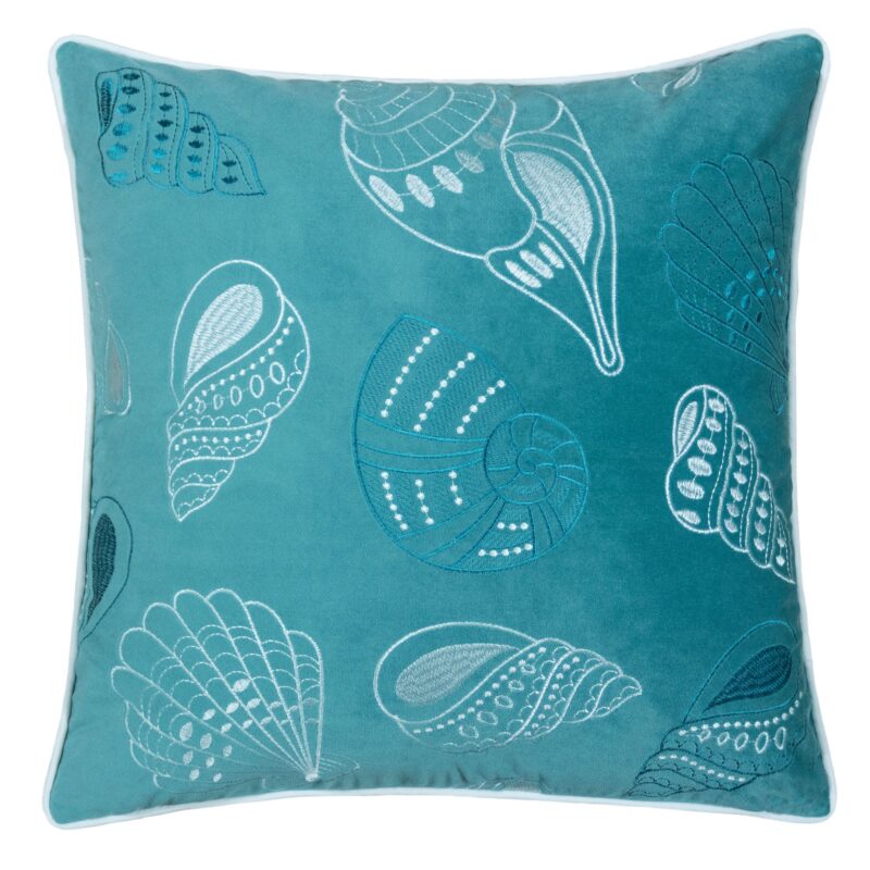 Seashell Throw Pillow, 20x20 Velvet Blue - Image 2