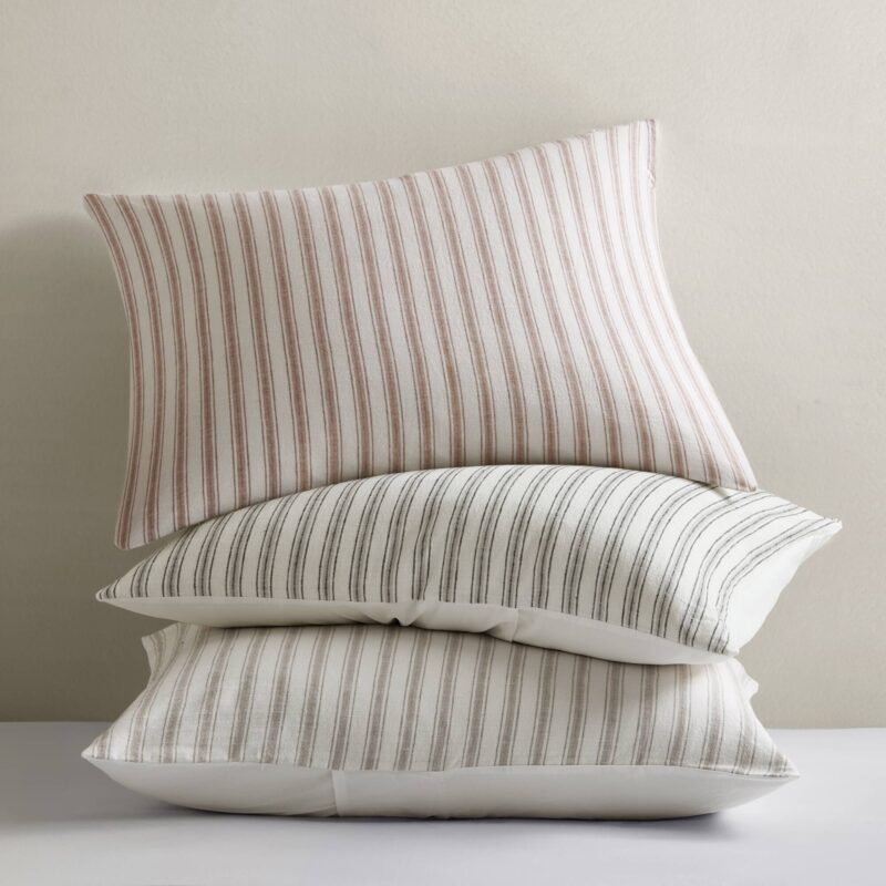 Linen Blend Duvet Cover Set, Cal King Striped - Image 5