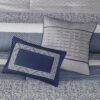 7 Piece Jacquard Comforter Set, Navy Queen - Image 6