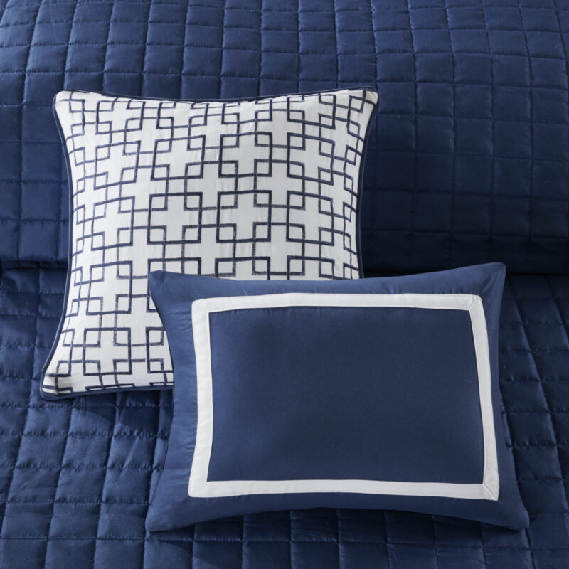 Comforter & Quilt Set, 8 Piece Navy Full Queen - Image 7