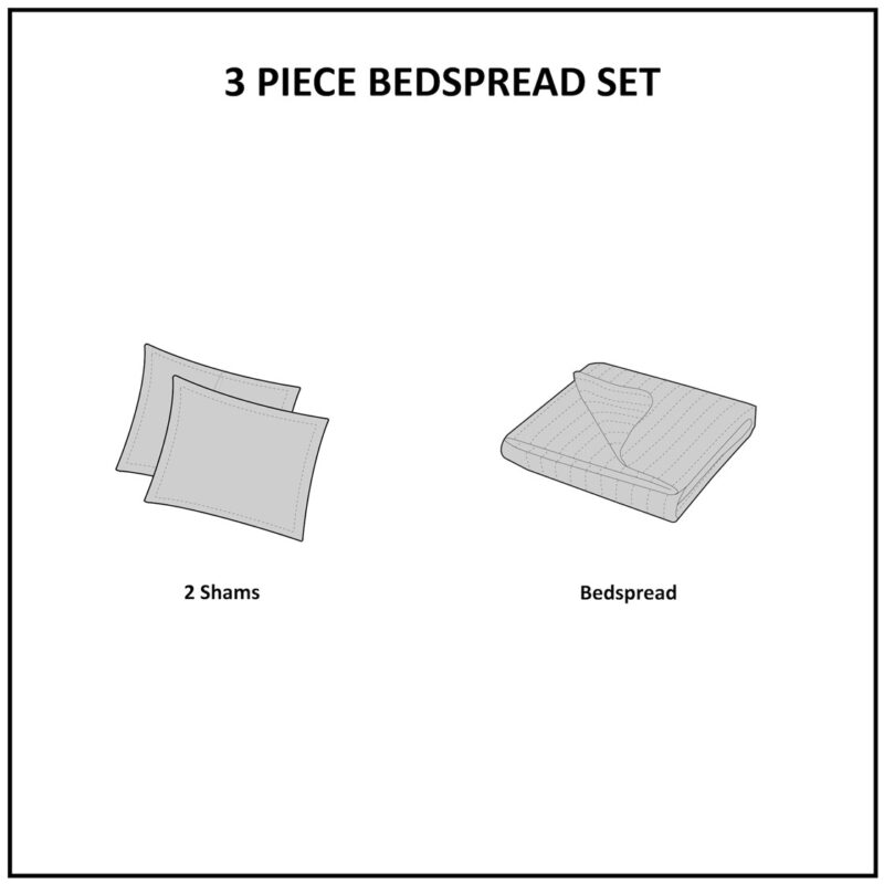 3 Piece Reversible Bedspread Set, King Size - Image 12