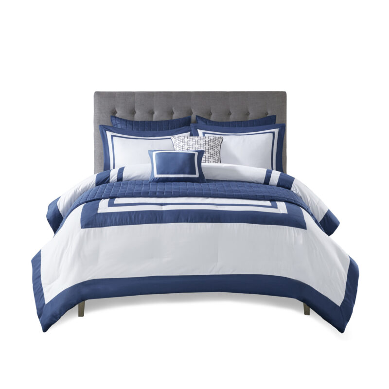 Comforter & Quilt Set, 8 Piece Navy Full Queen - Image 10
