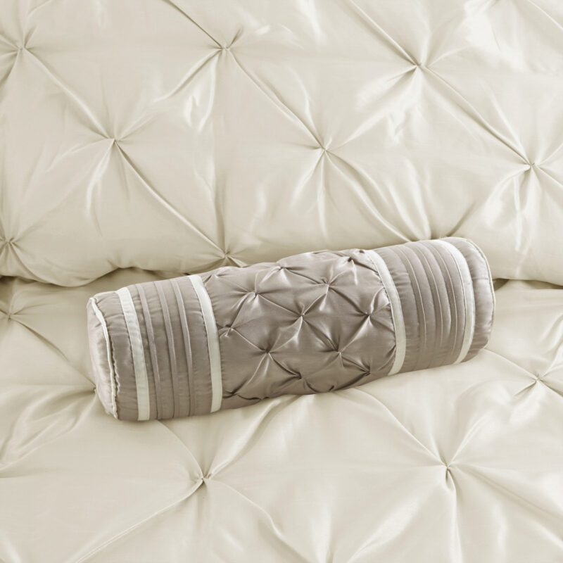 7 Piece Tufted Comforter Set, Cal King Ivory - Image 4
