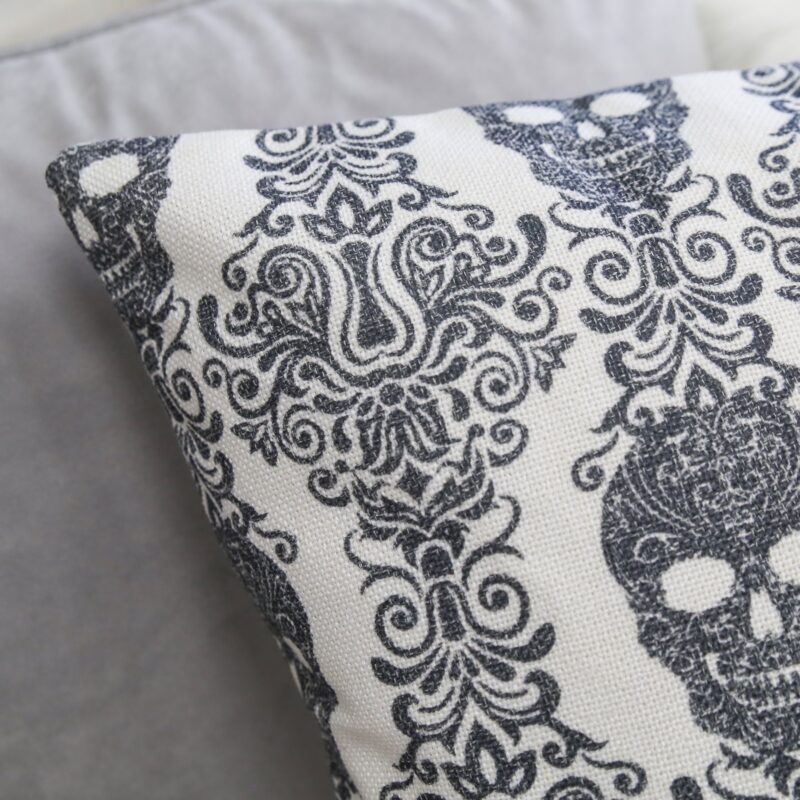 Skull Throw Pillows, Gothic Damask Set of 2 - Image 3