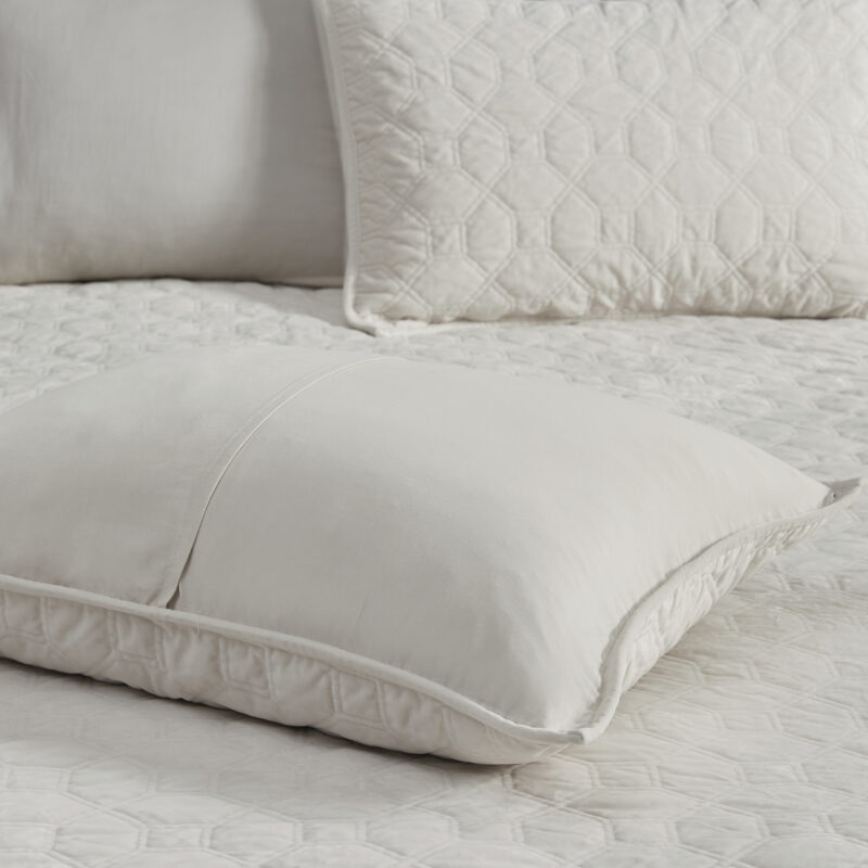 3 Piece Velvet Quilt Set, Ivory Full Queen - Image 7