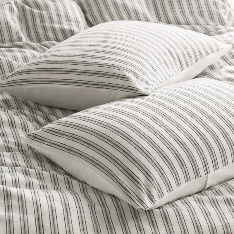 Linen Blend Duvet Cover Set, Cal King Striped - Image 3