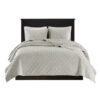 3 Piece Velvet Quilt Set, Ivory Full Queen - Image 9