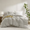 Linen Blend Duvet Cover Set, Cal King Striped
