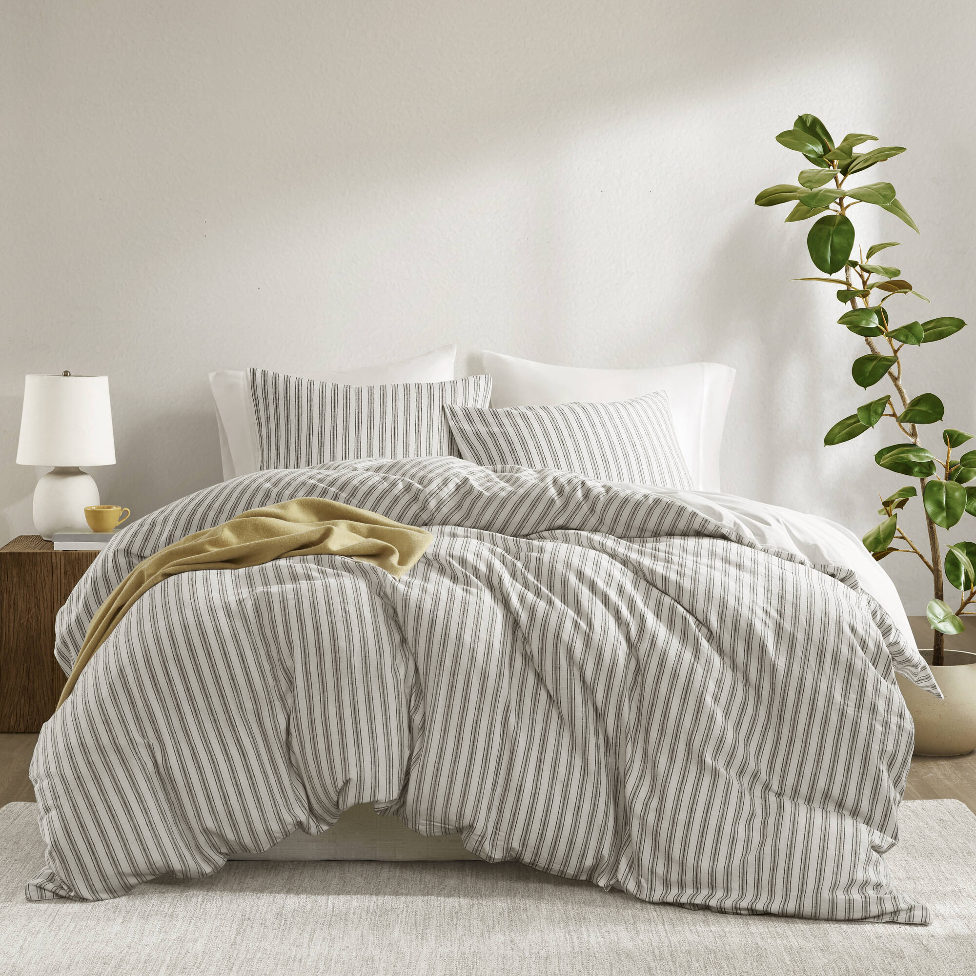 fa7a20f1b920afafc0ad5d2ad7510dd1 Linen Blend Duvet Cover Set, Cal King Striped - Image 1