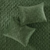 3 Piece Velvet Quilt Set, Full Queen Green - Image 2