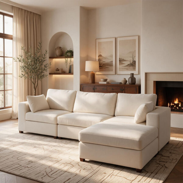 Oversized Modular Sectional Sofa, 113" L Shaped Cloud Couch