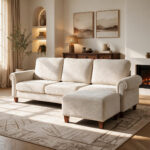 100" L-Shaped Sectional Sofa, Velvet Couch with Ottoman for Living Room