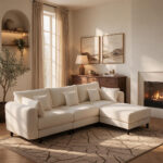 112'' Cloud Couch, L Shaped Modular Sectional Sofa with Storage Ottoman