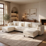 144"U Shape 6 Seat Oversized Cloud Sectional Couch, Modular Sofa with Storage Ottoman