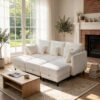 86" - 6 Seats Cloud Couches, Sectional Sofa with Storage Ottoman for Living Room