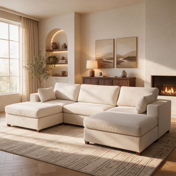 Oversized Modular Sectional Sofa, 113" U Shaped Cloud Couch