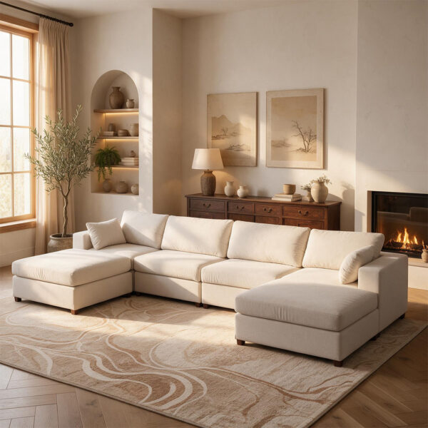 Oversized Modular Sectional Sofa, 151" U Shaped Cloud Couch