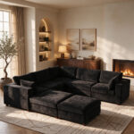 Oversized Modular Sectional Sofa, 113" V Shaped 7 Seat Cloud Couch